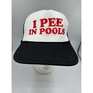Vintage Humor Trucker Hat “I Pee In Pools” Foam Retro Rope Black
